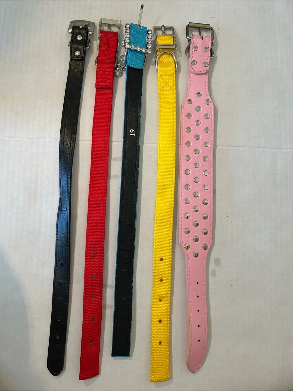 Rhinestone Accent Pet Collar - Black, Red, Blue, Yellow, Pink